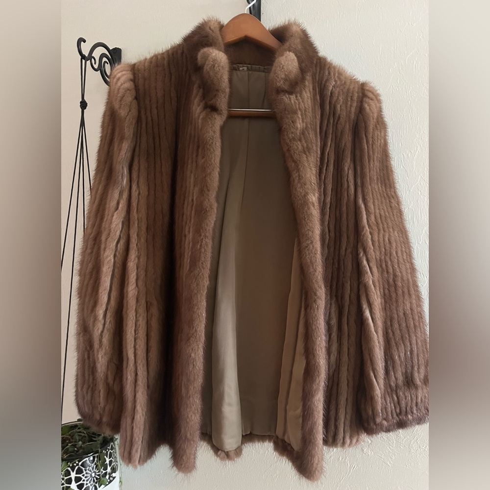 Authentic women’s brown mink fur coat